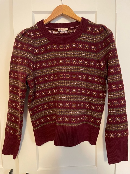 Faherty Sweaters - Faherty Maroon Fair Isle Crewneck Sweater